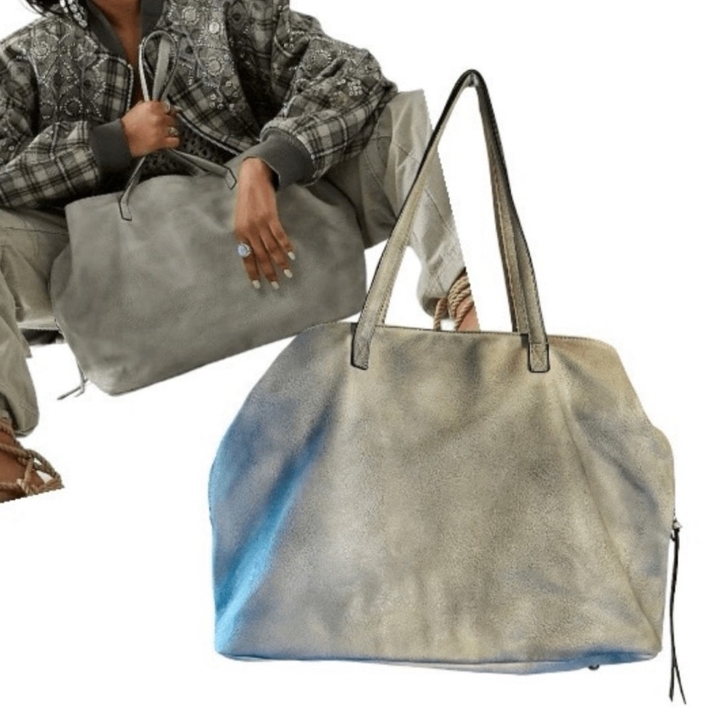 Free People Gunmetal Sid Slouchy Tote